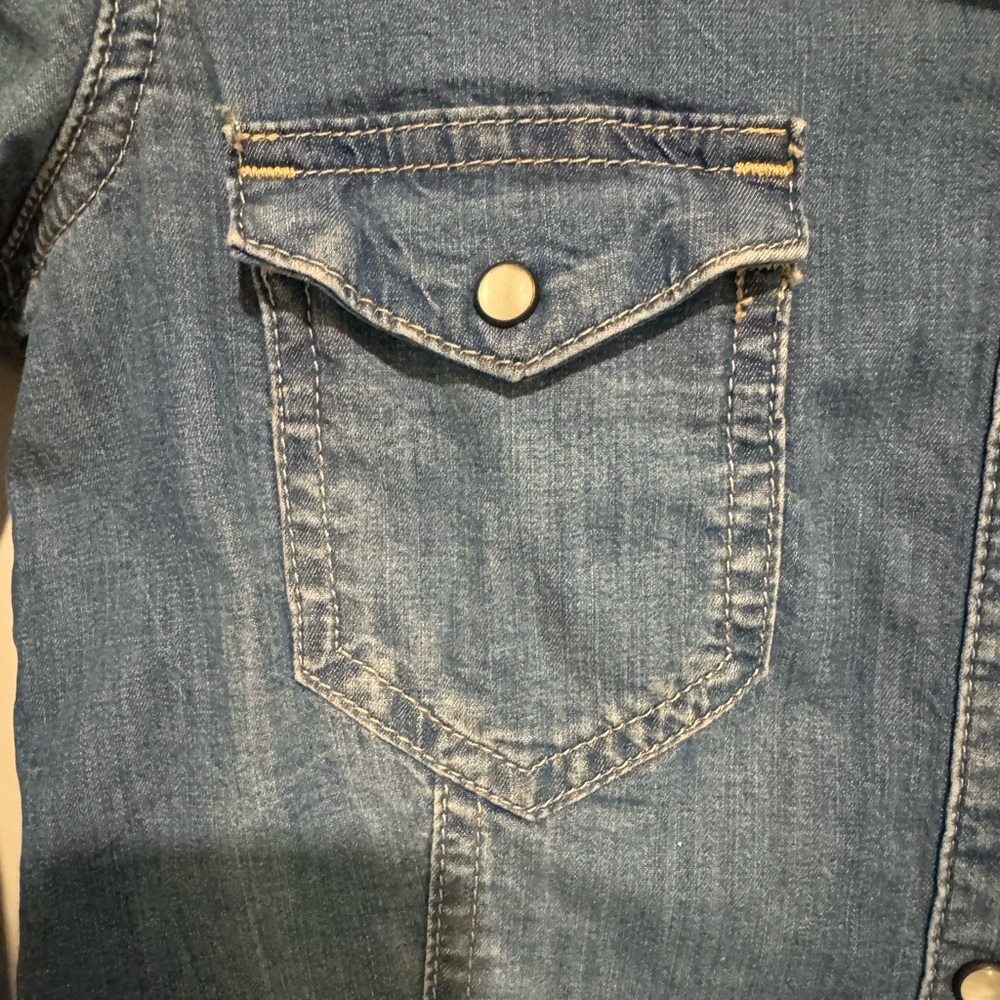 Zara Z1975 Denim Blue Snap Closure Button-Up Shirt - Picture 4 of 7